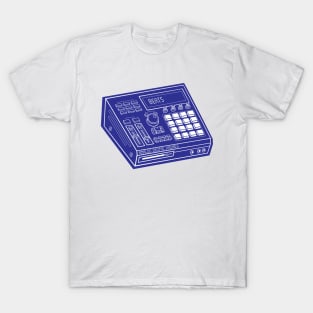 Beat Maker (White Lines + Blue Drop Shadow) Analog / Music T-Shirt